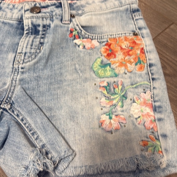 Cambio Jeans | Floral Embroidered Denim Shorts - Picture 4 of 7